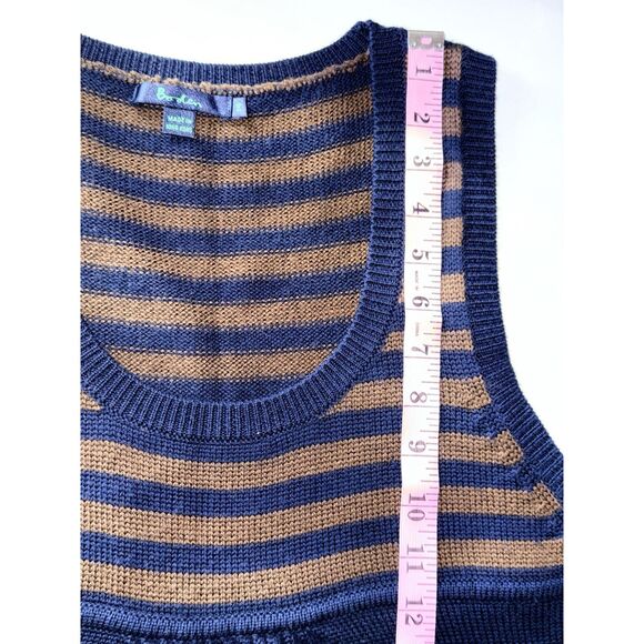 Boden 100% Wool Sweater Dress Preppy Academia Navy Blue Brown Y2K School Size 14 - Picture 10 of 12